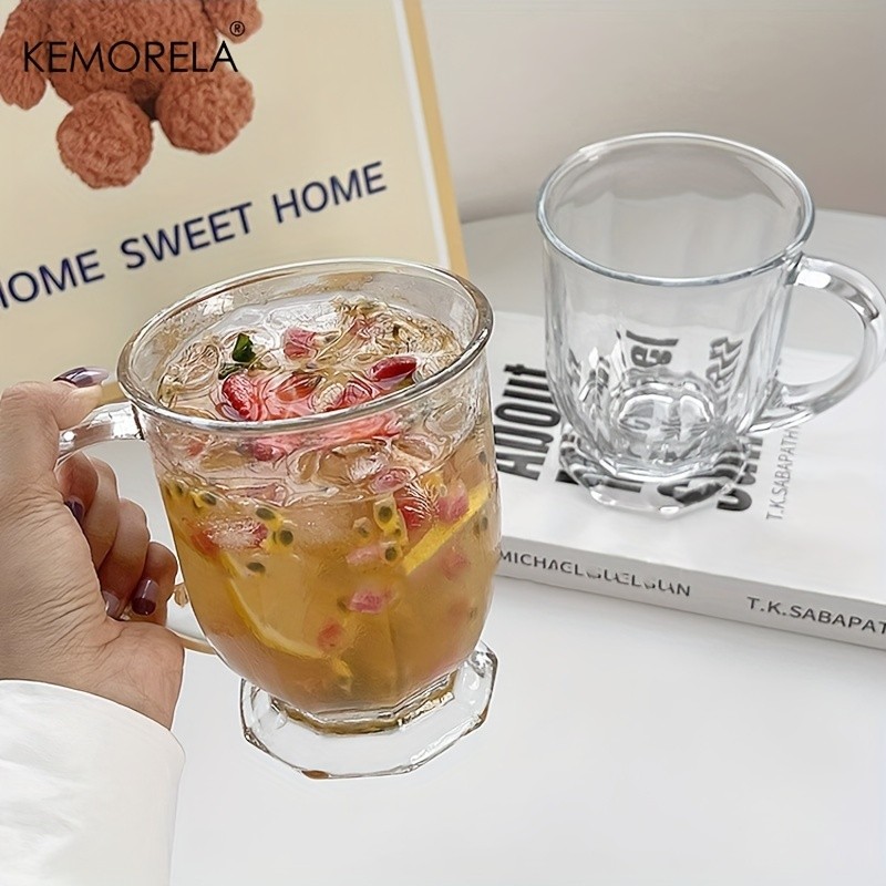 KEMORELA Large Capacity Retro Glass Cup – BPA-Free Recyclable Drinkware for Iced Tea, Juice, Coffee & Milk