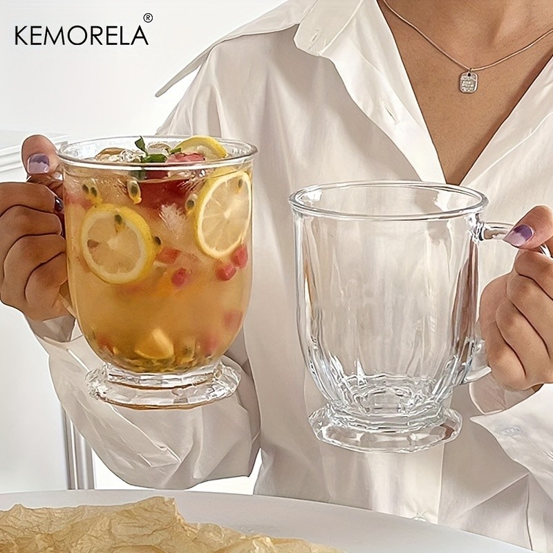 KEMORELA Large Capacity Retro Glass Cup – BPA-Free Recyclable Drinkware for Iced Tea, Juice, Coffee & Milk