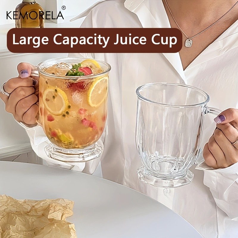 KEMORELA Large Capacity Retro Glass Cup – BPA-Free Recyclable Drinkware for Iced Tea, Juice, Coffee & Milk