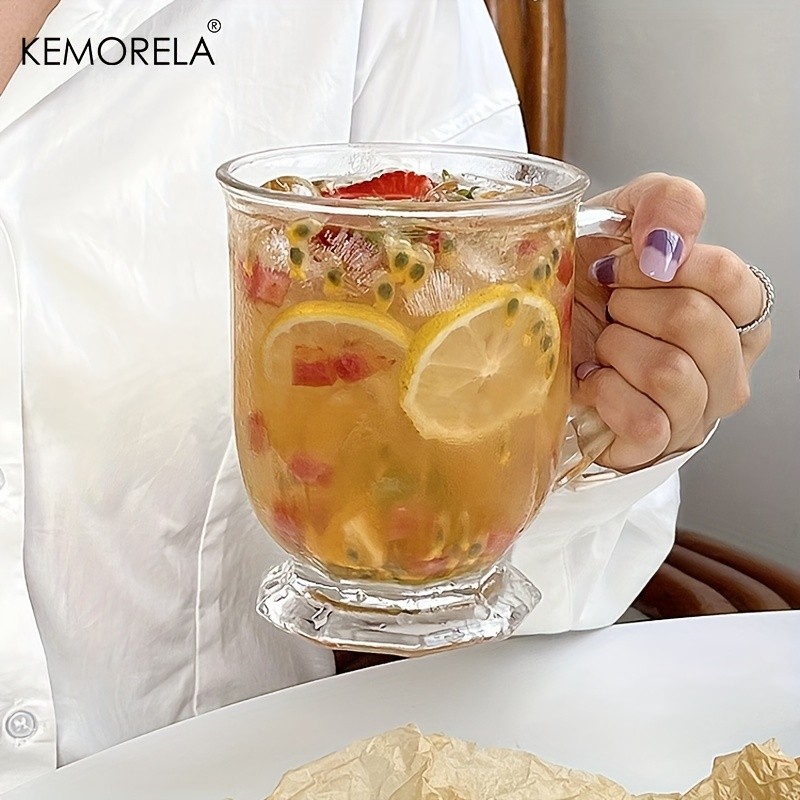 KEMORELA Large Capacity Retro Glass Cup – BPA-Free Recyclable Drinkware for Iced Tea, Juice, Coffee & Milk