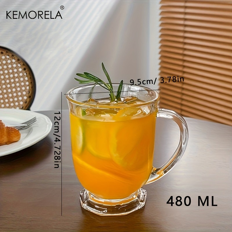 KEMORELA Large Capacity Retro Glass Cup – BPA-Free Recyclable Drinkware for Iced Tea, Juice, Coffee & Milk