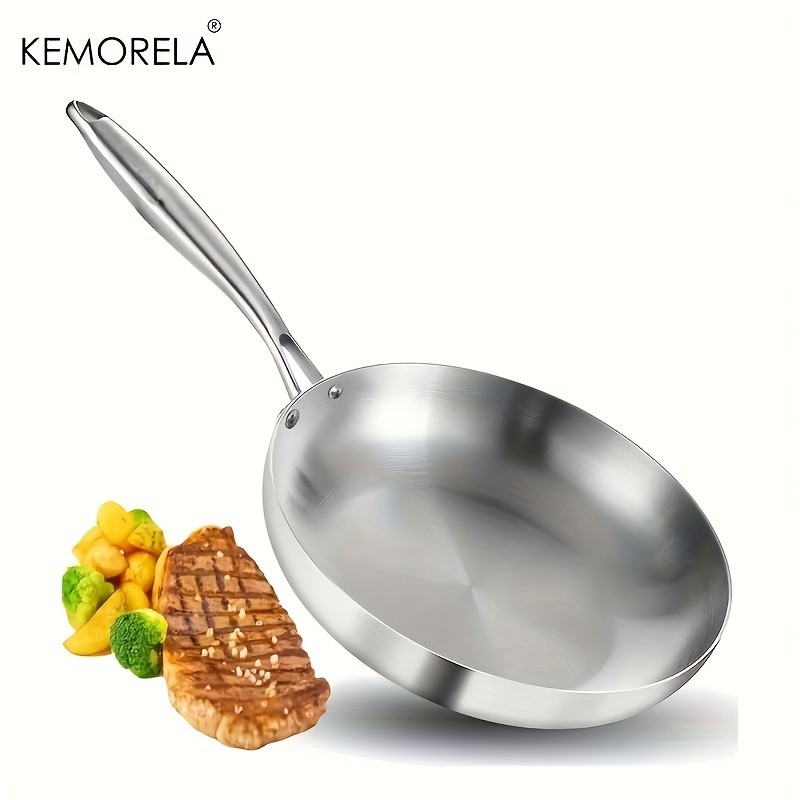 KEMORELA Nonstick Frying Pan – 304 Stainless Steel Easy-Clean Skillet for Eggs, Omelettes & Everyday Cooking