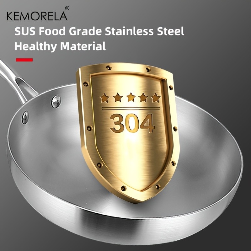 KEMORELA Nonstick Frying Pan – 304 Stainless Steel Easy-Clean Skillet for Eggs, Omelettes & Everyday Cooking