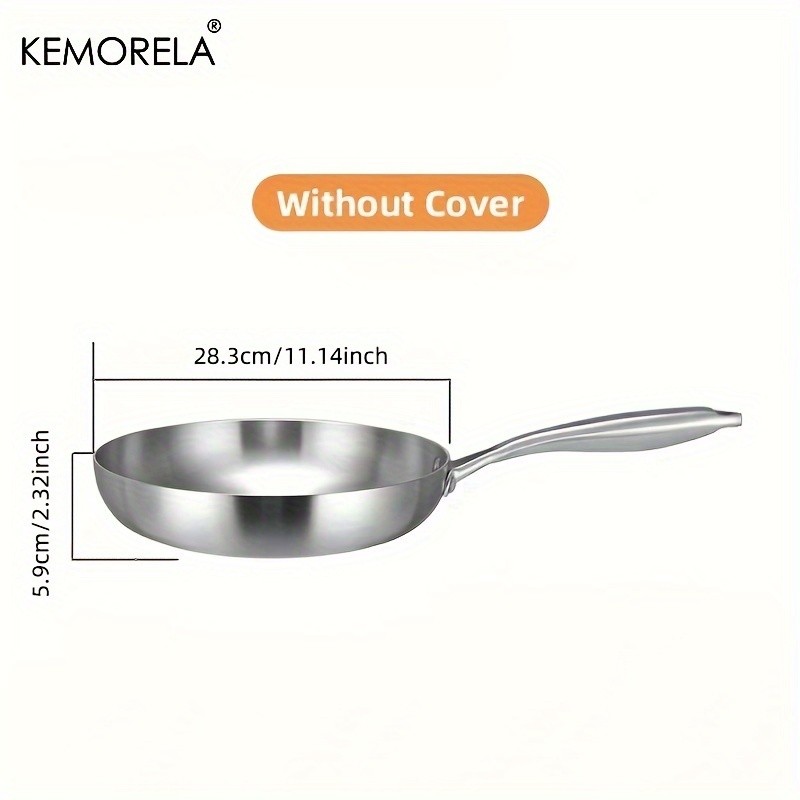 KEMORELA Nonstick Frying Pan – 304 Stainless Steel Easy-Clean Skillet for Eggs, Omelettes & Everyday Cooking