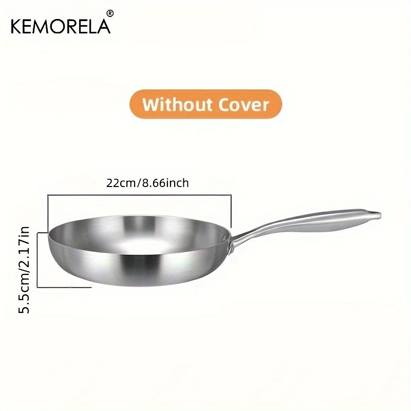 KEMORELA Nonstick Frying Pan – 304 Stainless Steel Easy-Clean Skillet for Eggs, Omelettes & Everyday Cooking