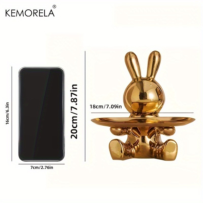 KEMORELA Rabbit Key Storage Ornament – Ceramic Figurine for Living Room, Wine Cabinet & Holiday Home Decor