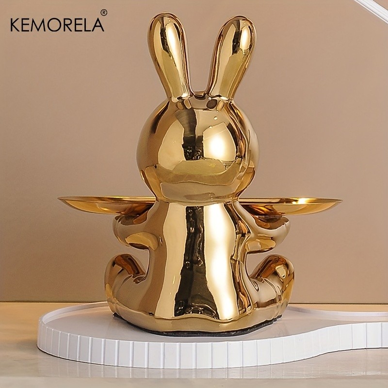 KEMORELA Rabbit Key Storage Ornament – Ceramic Figurine for Living Room, Wine Cabinet & Holiday Home Decor