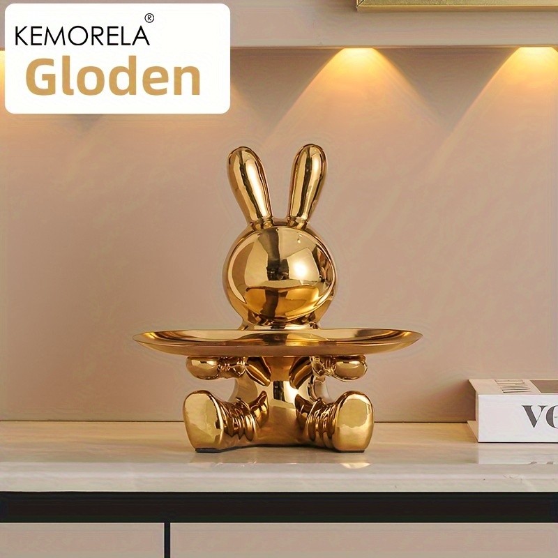 KEMORELA Rabbit Key Storage Ornament – Ceramic Figurine for Living Room, Wine Cabinet & Holiday Home Decor