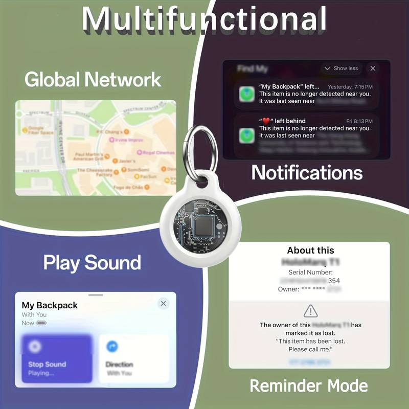 HUTHUR Air Tag Tracker Holder Pack (1/2/3/4 Pack) – Silicone Case + Keyring for Apple Find My