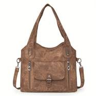 Taole Women’s Retro PU Tote Bag – Solid-Color Vintage Handbag with Detachable Strap Perfect for Work, Daily Errands & Casual Outings