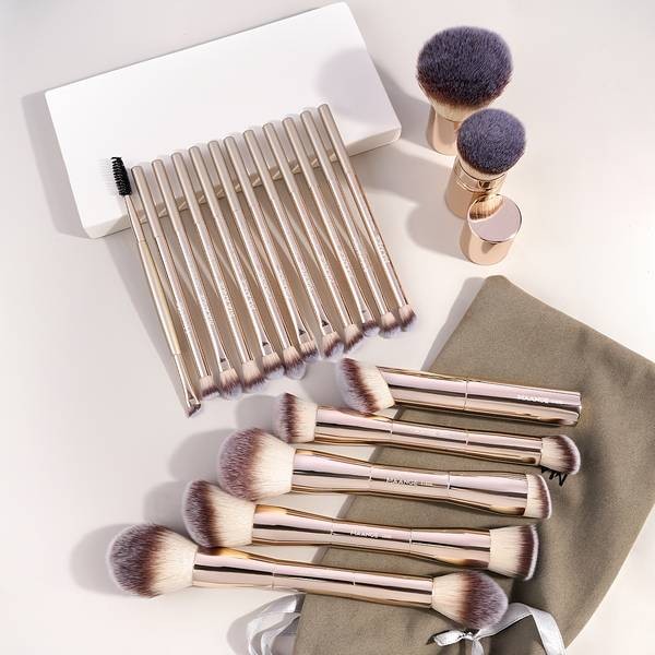 MAANGE 21pcs Professional Makeup Brush Set – Complete Face & Eye Brush Kit with Flannel Bag