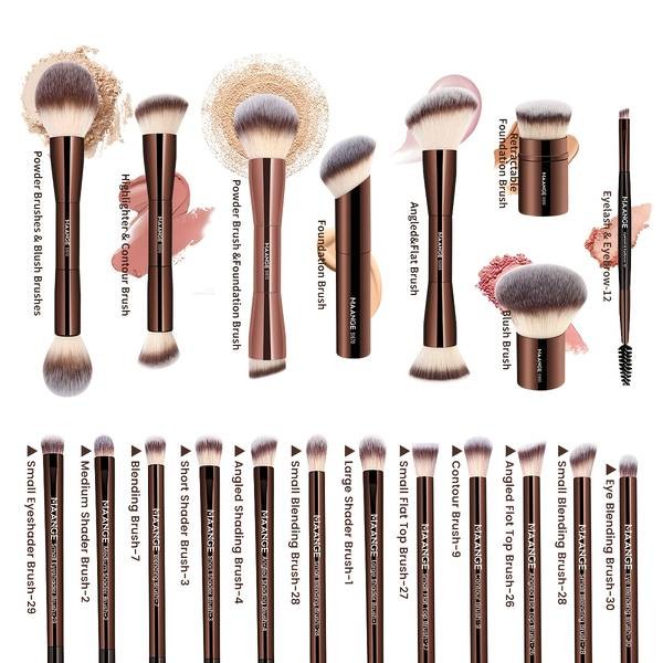 MAANGE 21pcs Professional Makeup Brush Set – Complete Face & Eye Brush Kit with Flannel Bag