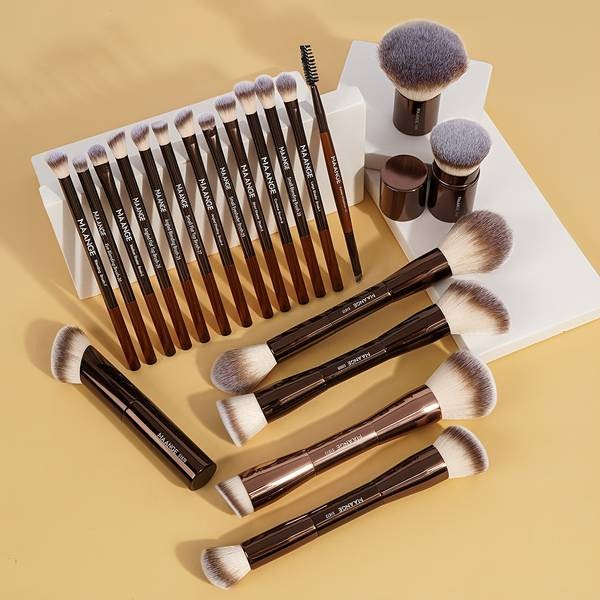 MAANGE 21pcs Professional Makeup Brush Set – Complete Face & Eye Brush Kit with Flannel Bag
