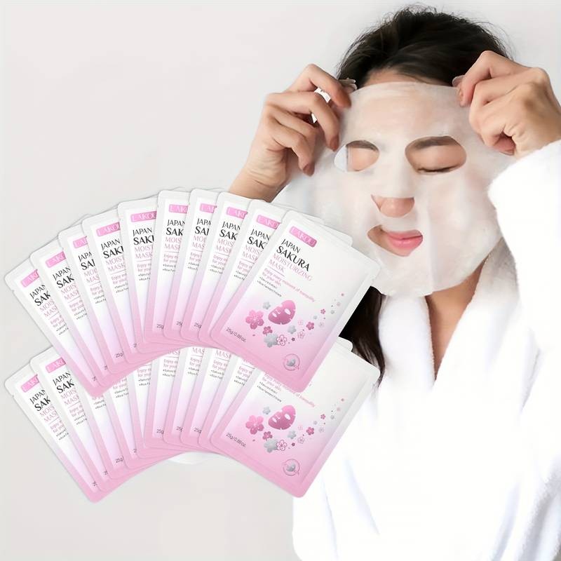 LAIKOU 20pcs Japan Sakura Sheet Mask – Hydrating Cherry Blossom Mask for All Skin Types