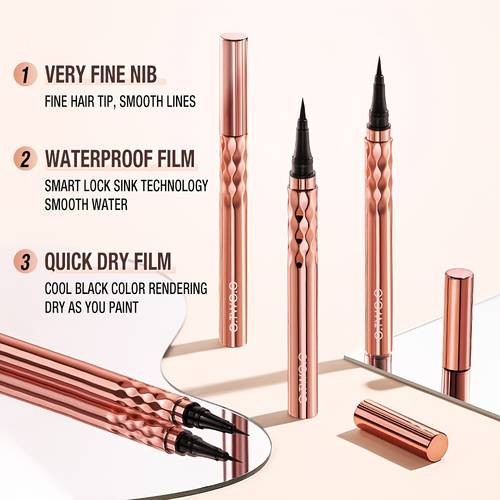 O.TWO.O Super Waterproof Black Liquid Eyeliner – Long-Lasting Precision Liner Smudge-Proof • Easy to Apply • Perfect for Daily Makeup & Special Events • Mother’s Day Gift