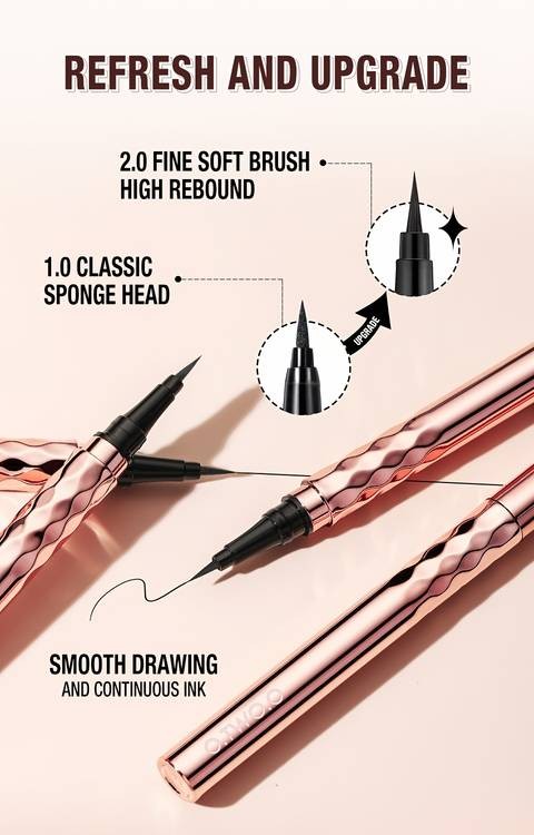O.TWO.O Super Waterproof Black Liquid Eyeliner – Long-Lasting Precision Liner Smudge-Proof • Easy to Apply • Perfect for Daily Makeup & Special Events • Mother’s Day Gift