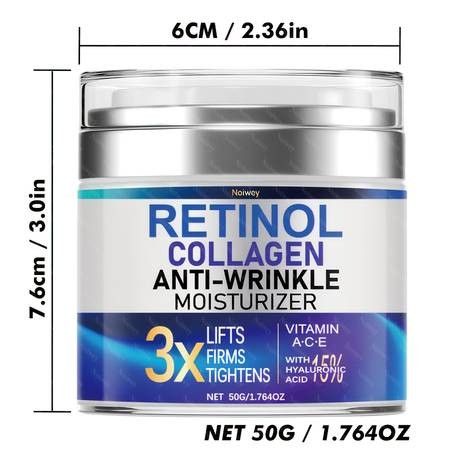 NOIWEY 1.764oz Retinol Collagen Face Cream – 3X Firming Lift Formula Vitamin E & C • Niacinamide • Jojoba & Shea Butter • Day & Night Use • Fragrance-Free