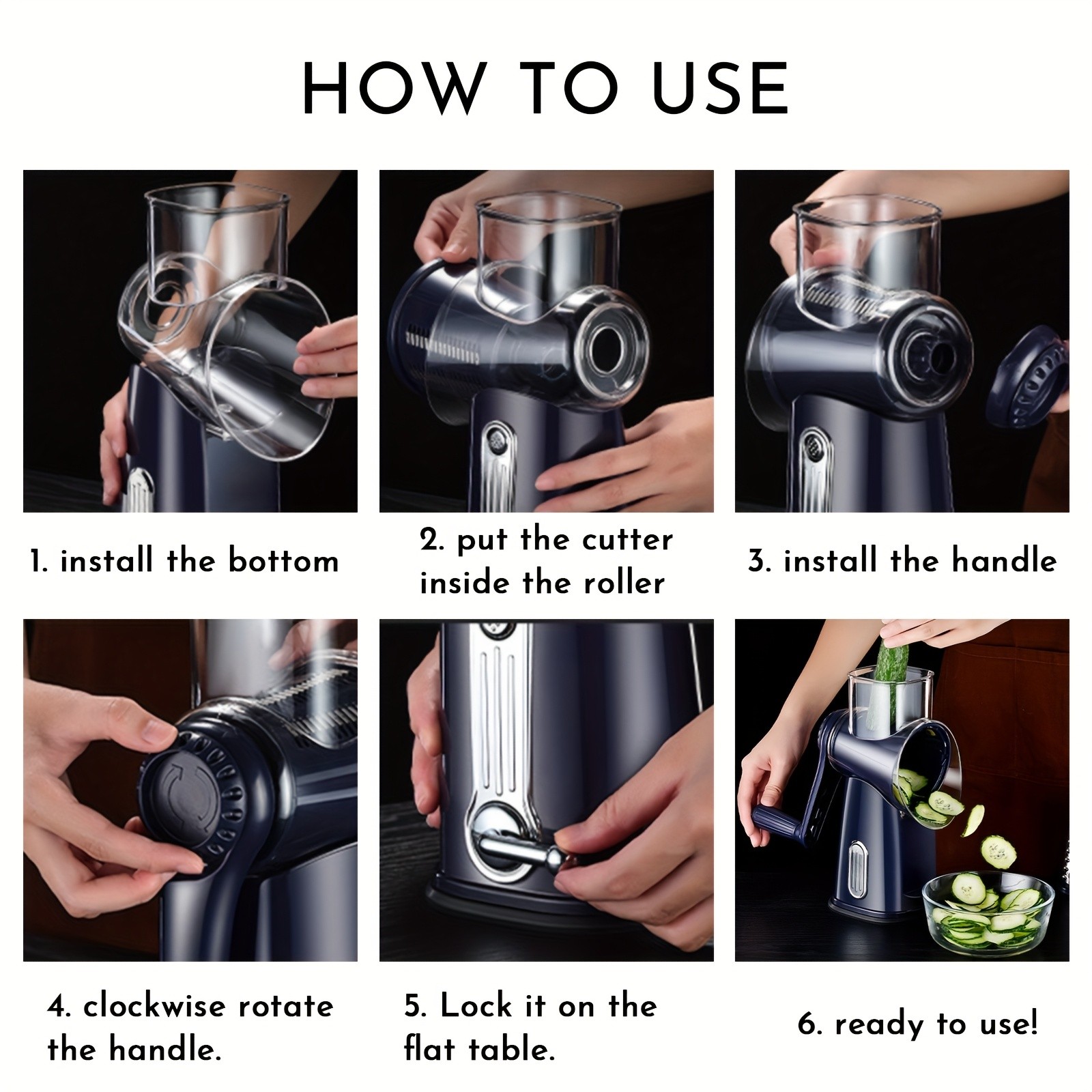 iWhale Heavy-Duty 5-in-1 Rotary Cheese Grater – Faster Prep, Smoother Cooking