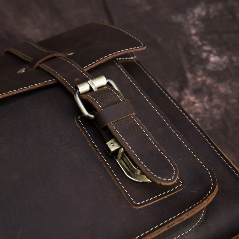 The first layer of crazy horseskin men's handbag