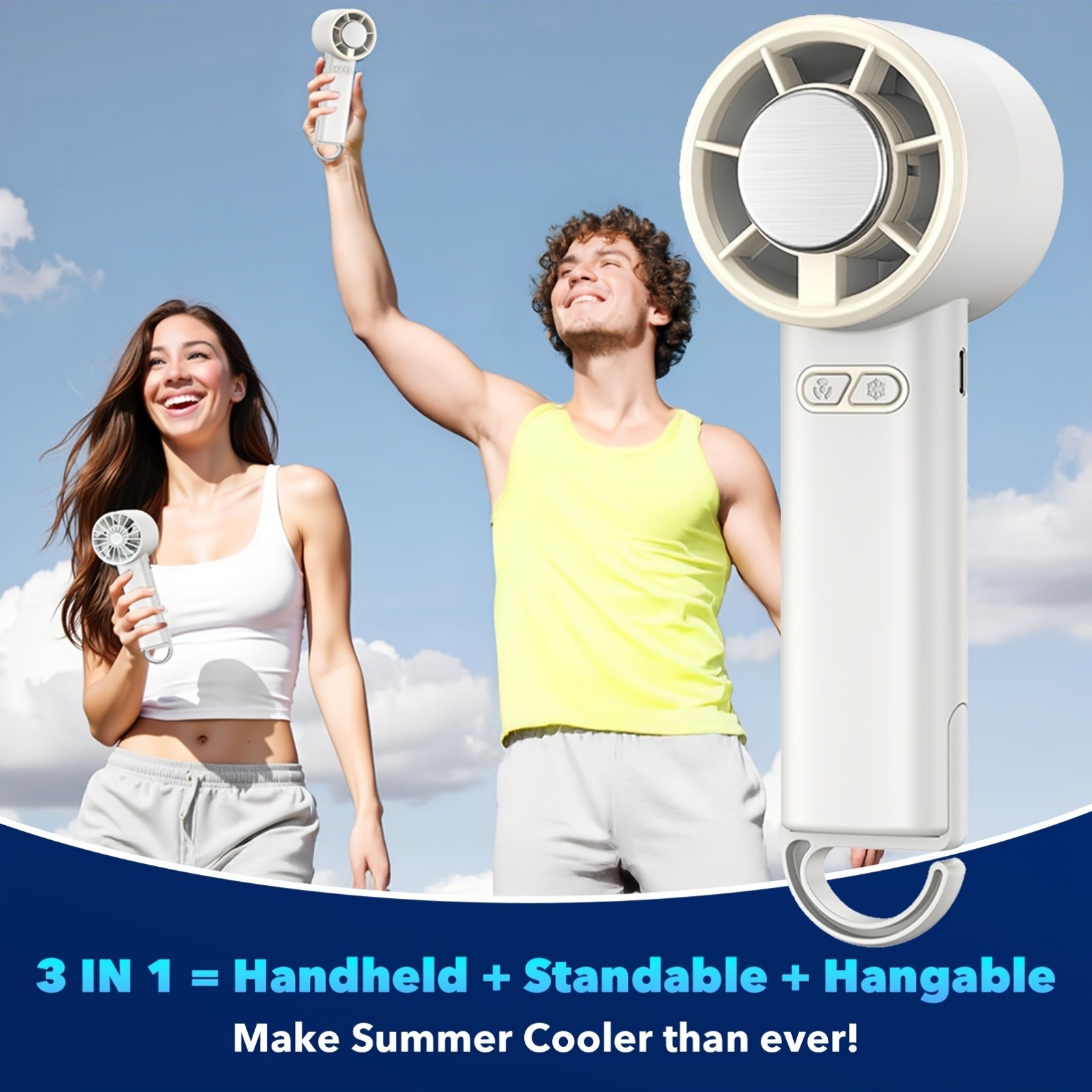 iWhale Portable Handheld Cooling Fan with Ice-Cooling Pad – Powerful Cooling Relief Anywhere You Go