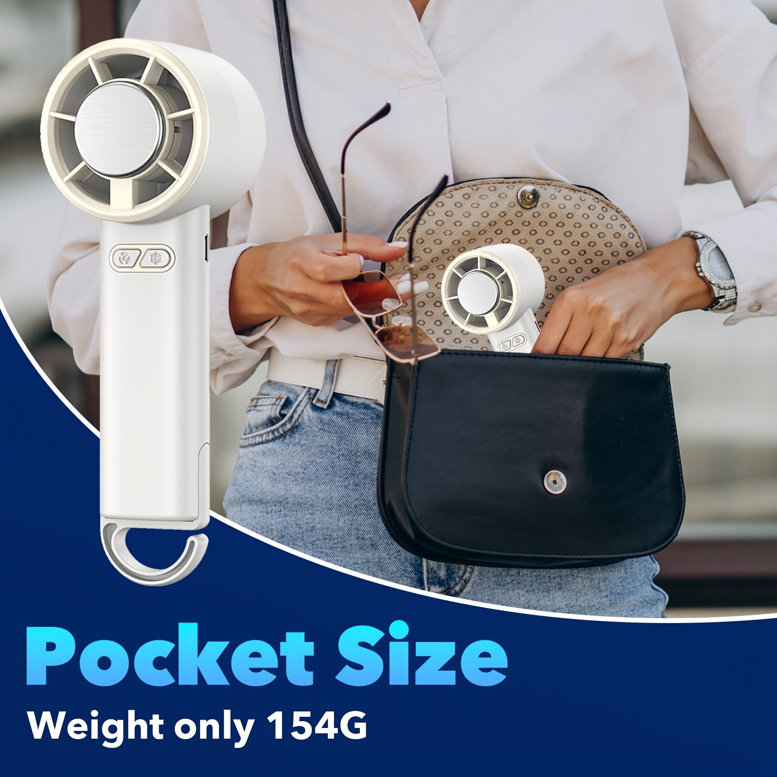 iWhale Portable Handheld Cooling Fan with Ice-Cooling Pad – Powerful Cooling Relief Anywhere You Go