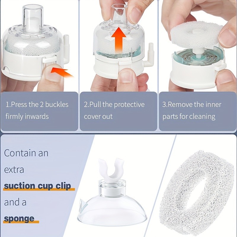 iWhale Mini Sponge Filter with Foam, Air Stone & Suction Cup – Safe Bio-Filtration for Small Tanks up to 18.93L