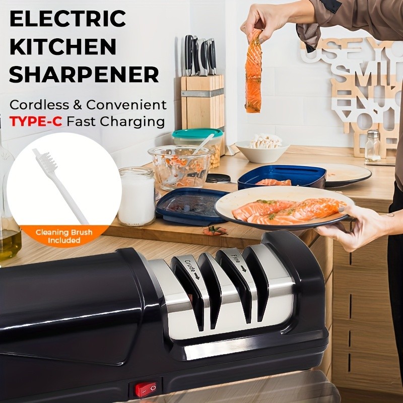 iWhale BLACK SAMURAI Pro Sharpener with Angle Clip & Dual-Mode – Precision Sharpening Power for Every NZ Kitchen
