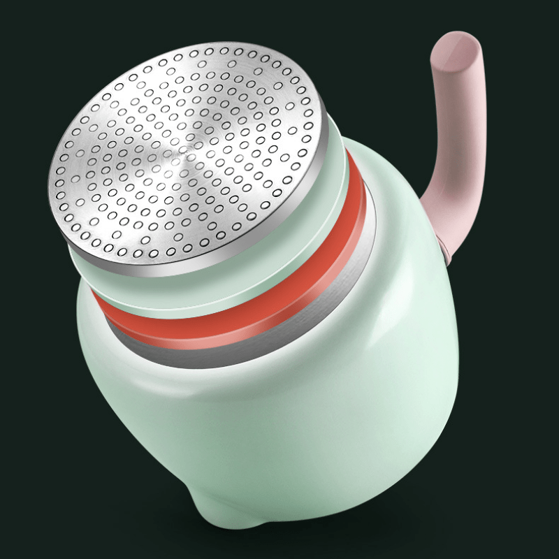 iWhale Ceramic Non-Stick 1.7QT Saucepan Skillet with Pink Handle & Glass Lid – Soft Green, PFAS-Free & Effortlessly Easy to Clean