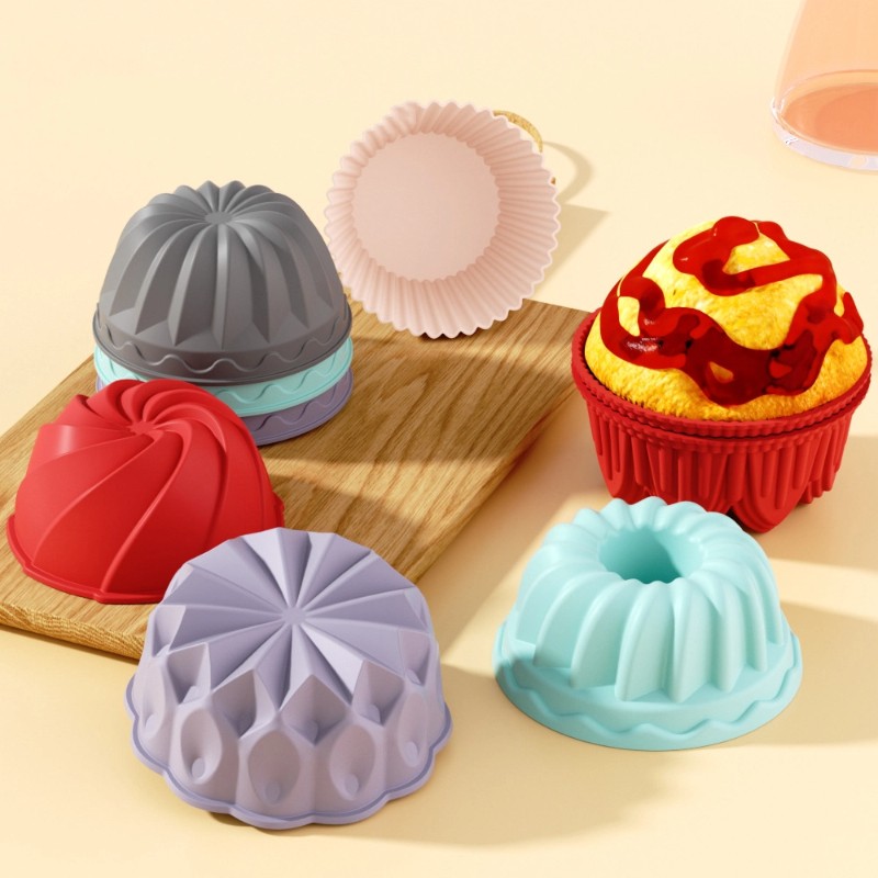 iWhale 5pcs Mini Silicone Muffin & Cupcake Molds – Non-Stick, Easy-Release Baking Cups for Perfect Holiday Desserts