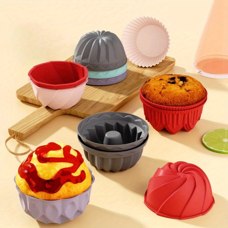 iWhale 5pcs Mini Silicone Muffin & Cupcake Molds – Non-Stick, Easy-Release Baking Cups for Perfect Holiday Desserts