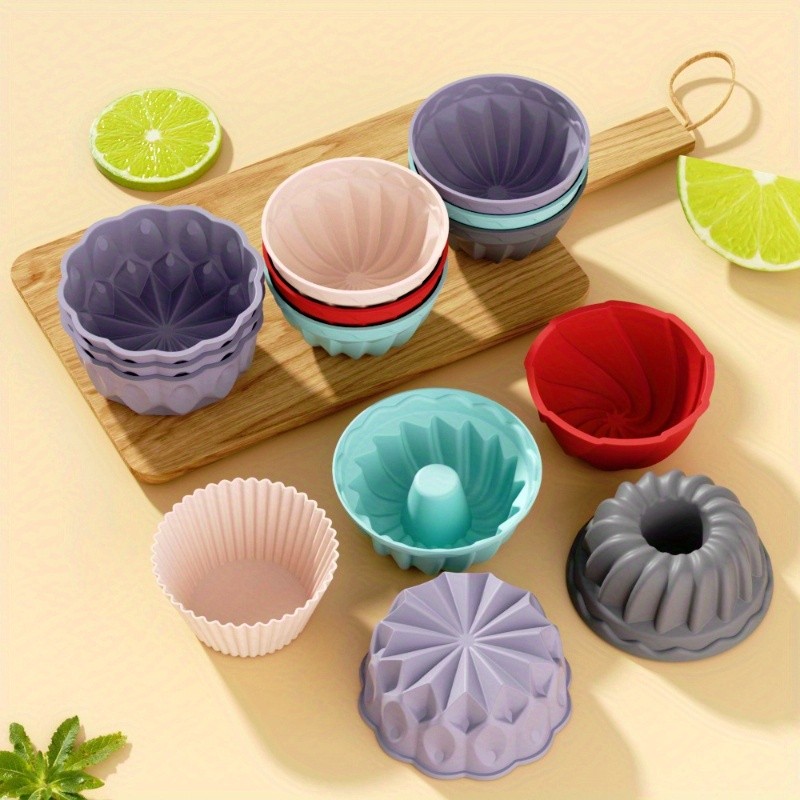 iWhale 5pcs Mini Silicone Muffin & Cupcake Molds – Non-Stick, Easy-Release Baking Cups for Perfect Holiday Desserts