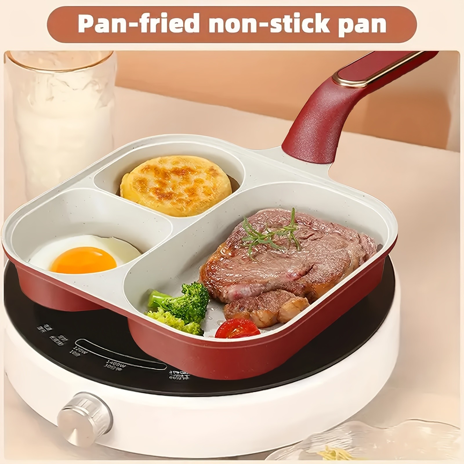iWhale Non-Stick Breakfast Pan with 2+1 Ceramic Coating – Easy Flip, Easy Clean & Perfect Breakfast Cooking Every Time