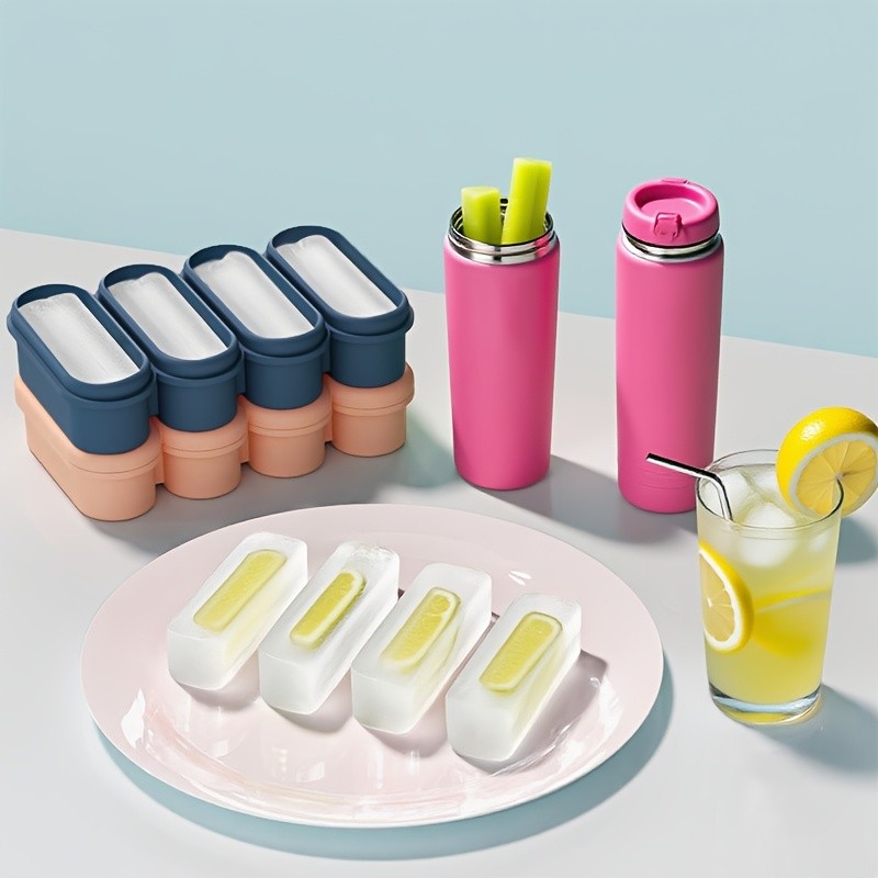 iWhale Silicone Ice Cube Tray with Lid – Flexible, Easy-Release 4-Mold Design for Perfect Ice Every Time