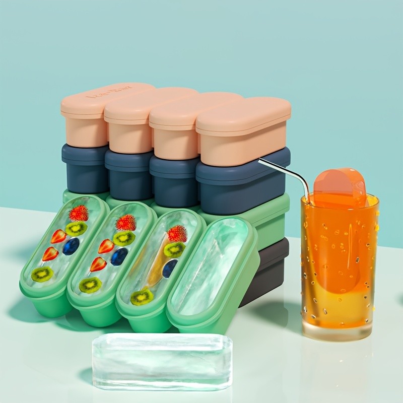 iWhale Silicone Ice Cube Tray with Lid – Flexible, Easy-Release 4-Mold Design for Perfect Ice Every Time
