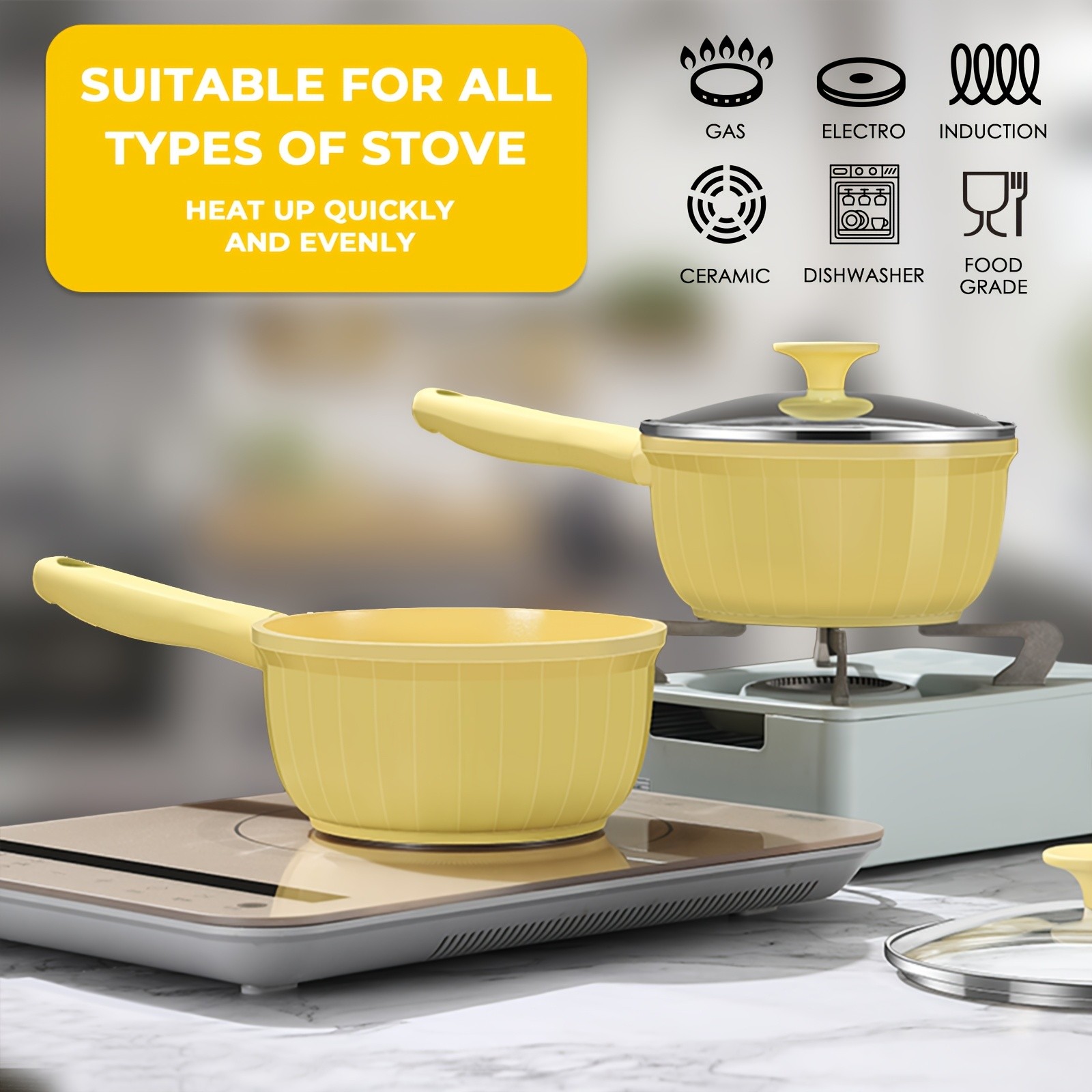 iWhale 18cm Nonstick Ceramic Pot with Glass Lid – Even Heating, Easy Cleaning & Perfect Cooking for Everyday Meals