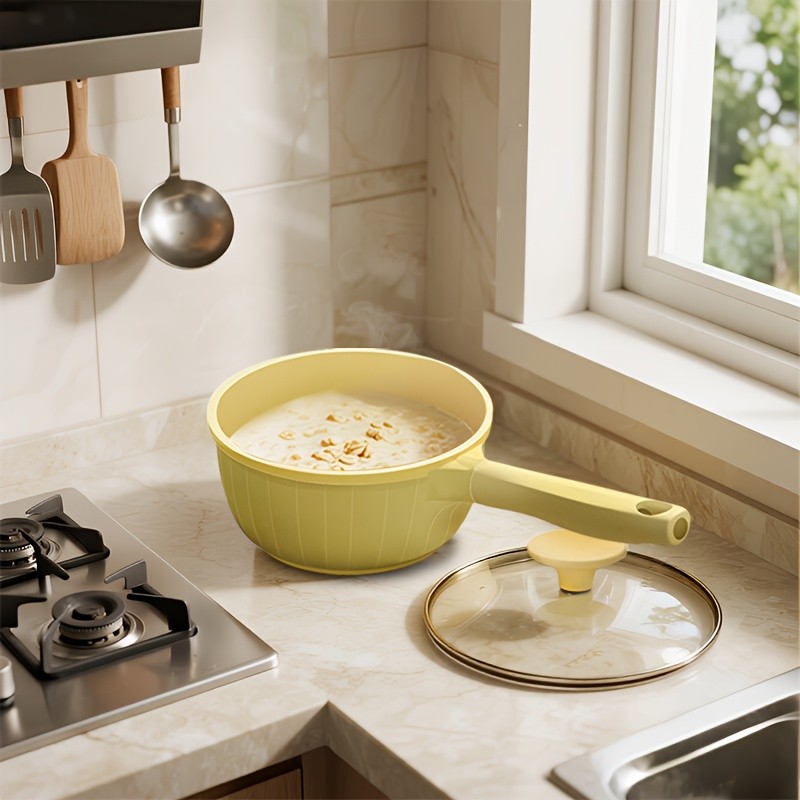 iWhale 18cm Nonstick Ceramic Pot with Glass Lid – Even Heating, Easy Cleaning & Perfect Cooking for Everyday Meals