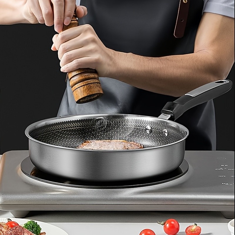 COOKER KING 10-inch Non-Stick Stainless Steel Frying Pan – Honeycomb Coating, Stand-Up Lid & Anti-Scald Handle for All NZ Cooktops
