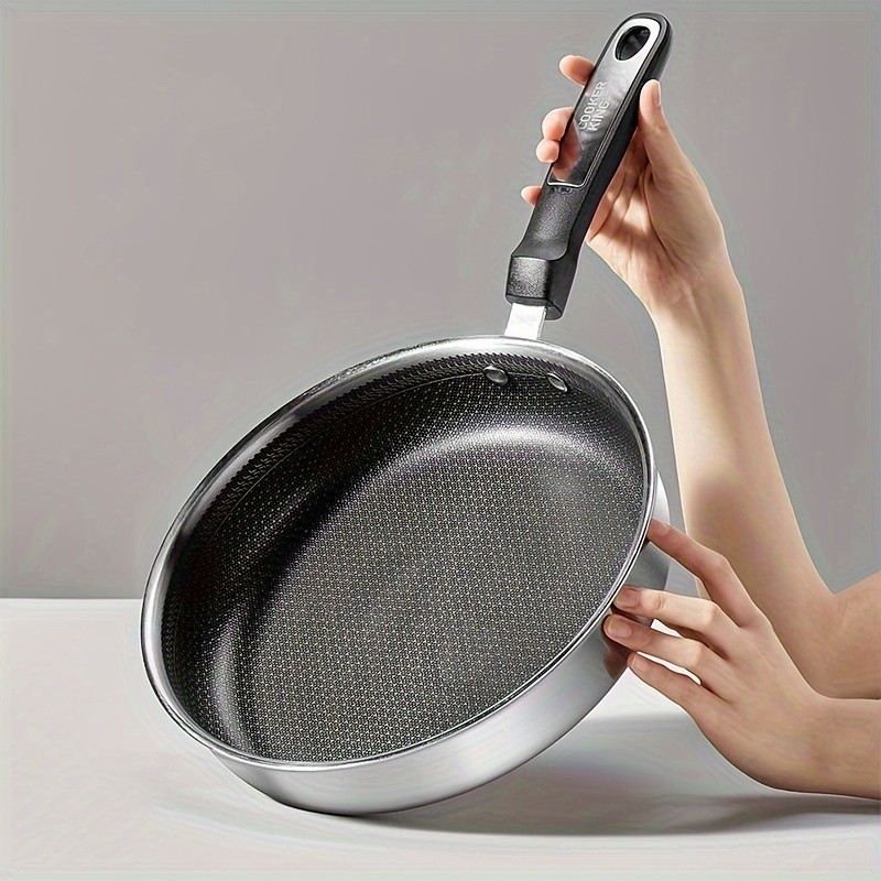 COOKER KING 10-inch Non-Stick Stainless Steel Frying Pan – Honeycomb Coating, Stand-Up Lid & Anti-Scald Handle for All NZ Cooktops