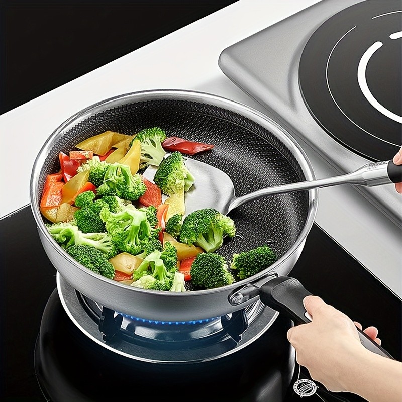 COOKER KING 10-inch Non-Stick Stainless Steel Frying Pan – Honeycomb Coating, Stand-Up Lid & Anti-Scald Handle for All NZ Cooktops