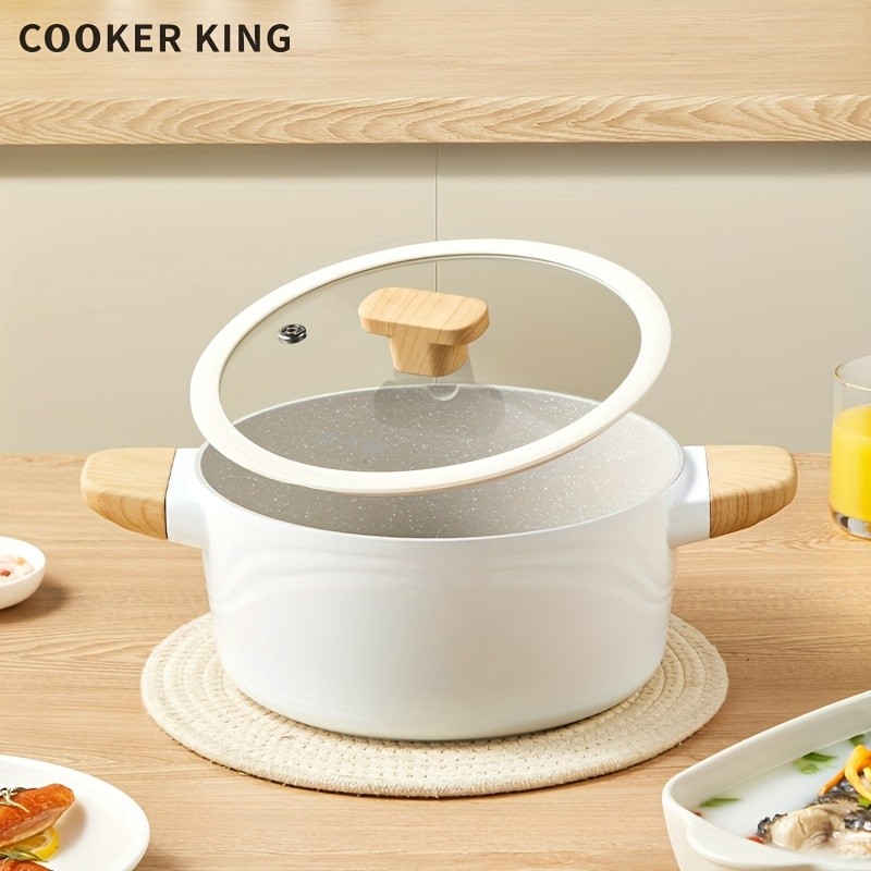 COOKER KING 24cm Non-Stick StockPot with Glass Lid – PTFE/PFOA-Free, Induction Ready & Perfect for Everyday NZ Cooking