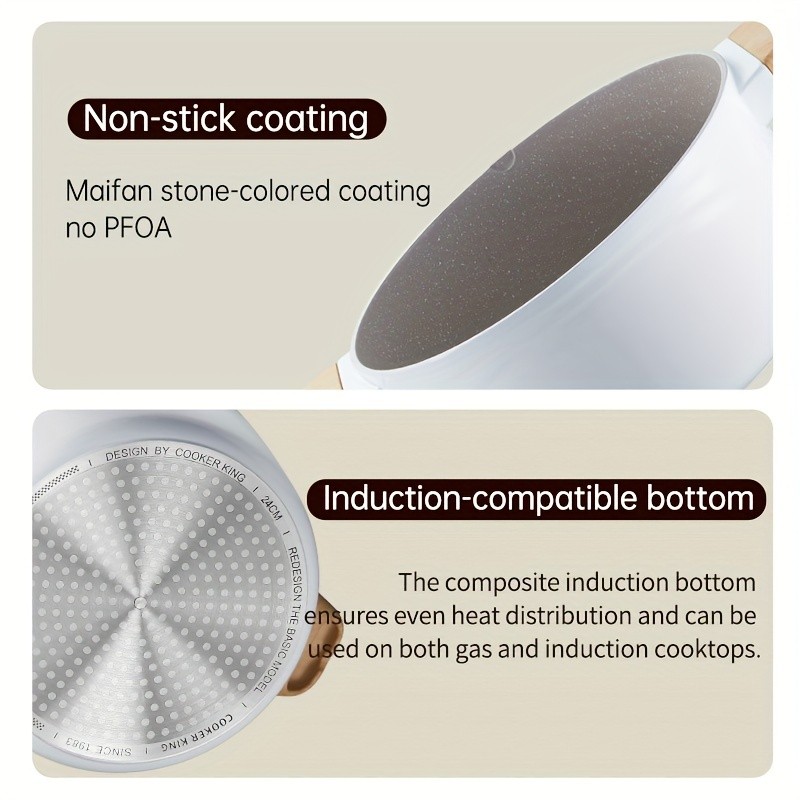 COOKER KING 24cm Non-Stick StockPot with Glass Lid – PTFE/PFOA-Free, Induction Ready & Perfect for Everyday NZ Cooking