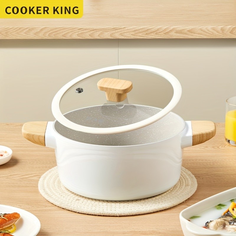 COOKER KING 24cm Non-Stick StockPot with Glass Lid – PTFE/PFOA-Free, Induction Ready & Perfect for Everyday NZ Cooking
