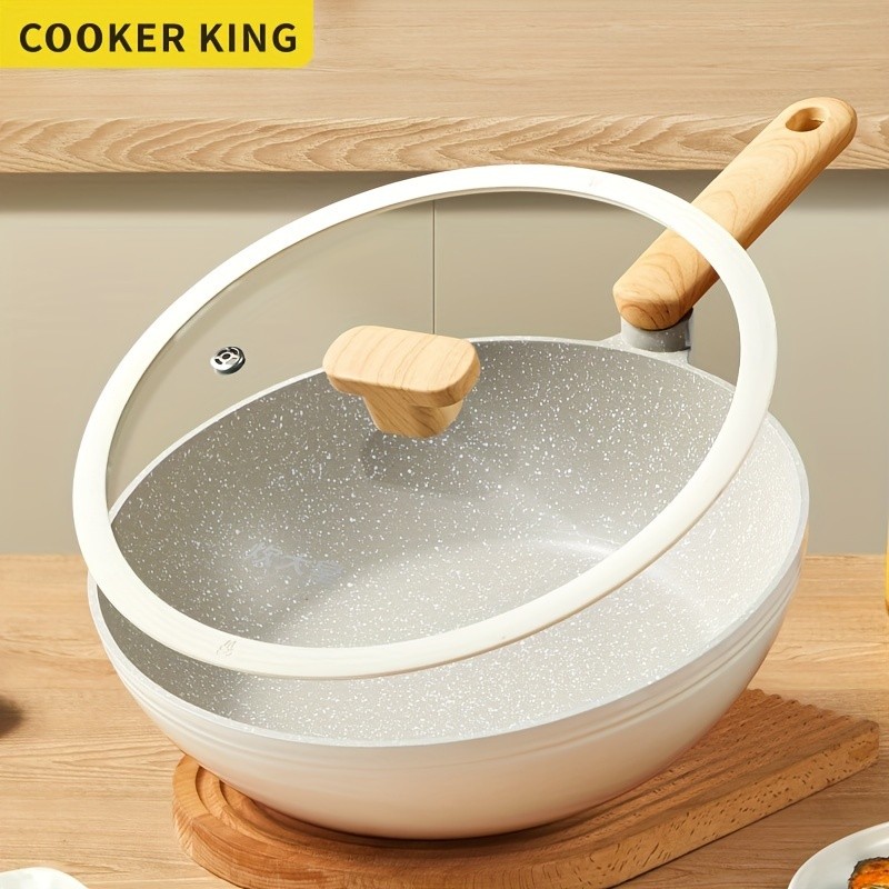 COOKER KING 30cm Non-Stick Wok Pan with Glass Lid – Restaurant-Grade, Non-Toxic & Compatible with All NZ Cooktops
