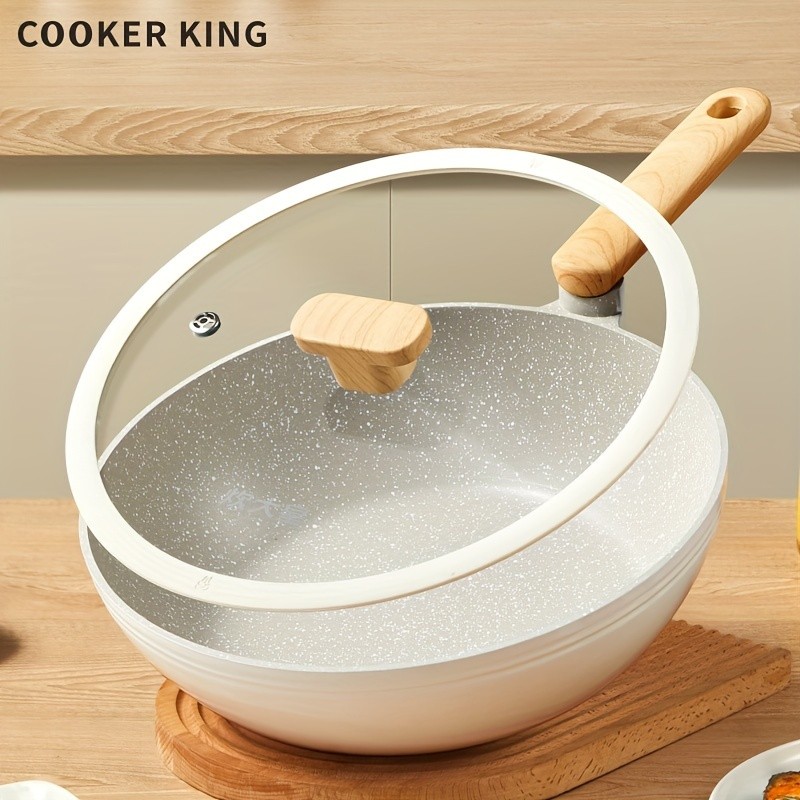 COOKER KING 30cm Non-Stick Wok Pan with Glass Lid – Restaurant-Grade, Non-Toxic & Compatible with All NZ Cooktops