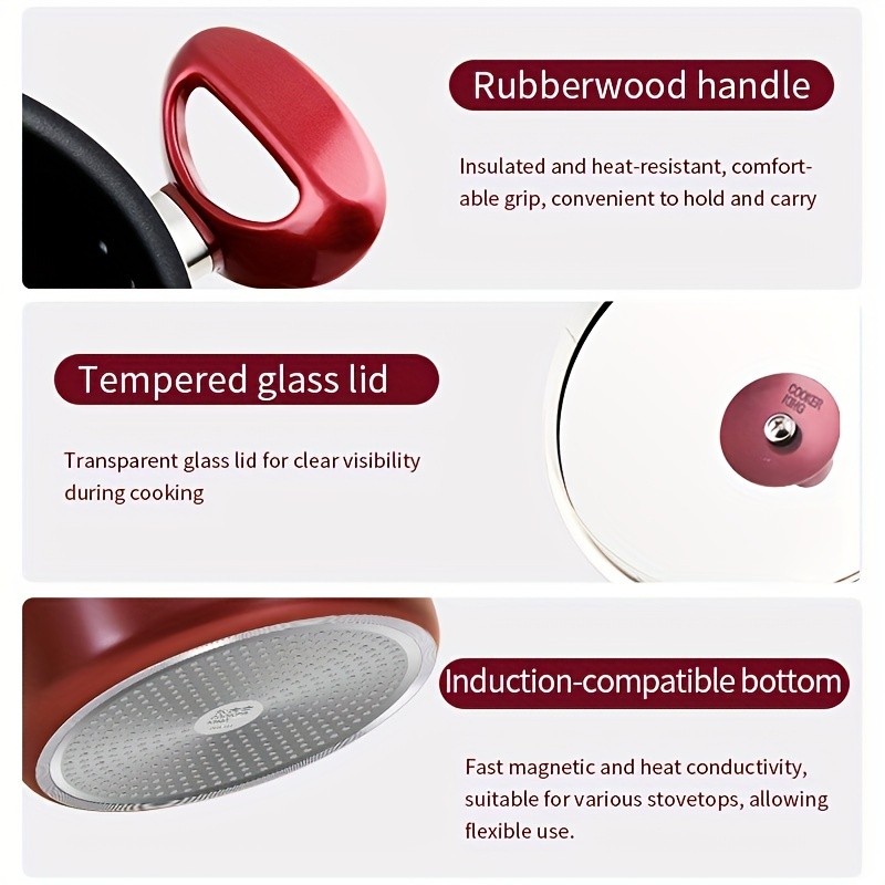 COOKER KING 4 Quart Non-Stick Stockpot with Glass Lid – PTFE/PFOA-Free, Induction Ready & Perfect for Everyday NZ Cooking