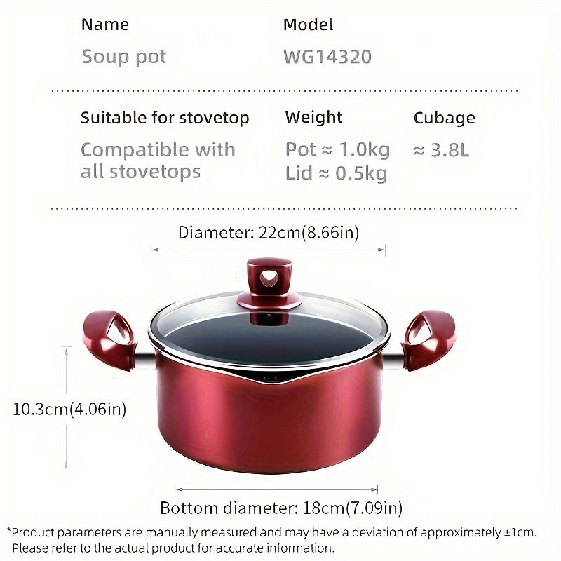 COOKER KING 4 Quart Non-Stick Stockpot with Glass Lid – PTFE/PFOA-Free, Induction Ready & Perfect for Everyday NZ Cooking