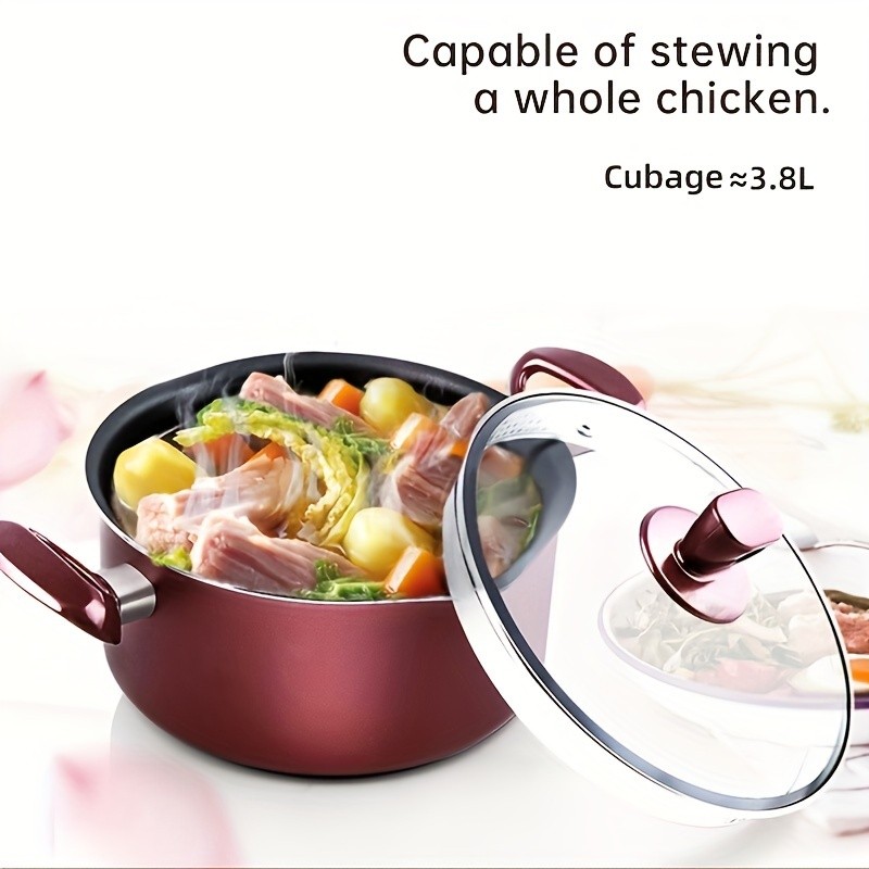 COOKER KING 4 Quart Non-Stick Stockpot with Glass Lid – PTFE/PFOA-Free, Induction Ready & Perfect for Everyday NZ Cooking