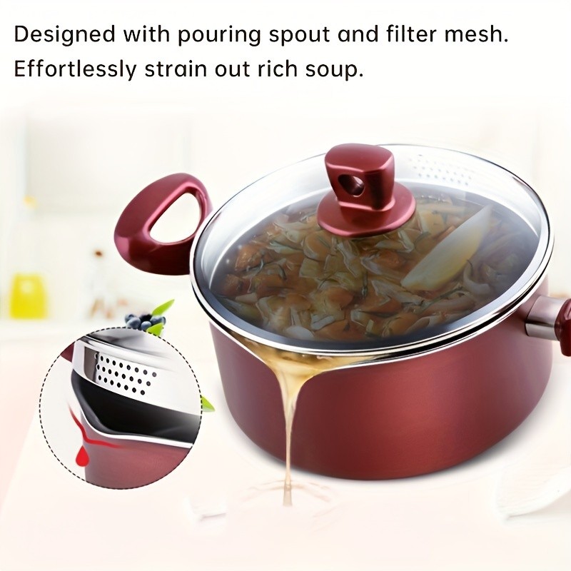 COOKER KING 4 Quart Non-Stick Stockpot with Glass Lid – PTFE/PFOA-Free, Induction Ready & Perfect for Everyday NZ Cooking