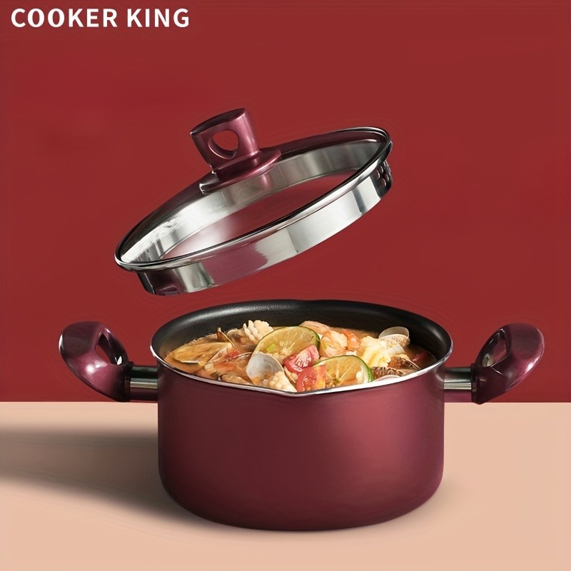 COOKER KING 4 Quart Non-Stick Stockpot with Glass Lid – PTFE/PFOA-Free, Induction Ready & Perfect for Everyday NZ Cooking