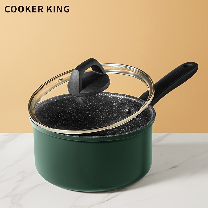 COOKER KING 18cm Nonstick Saucepan with Glass Lid – PFOA-Free Aluminum Alloy Pot for Safe, Even & Easy Everyday NZ Cooking